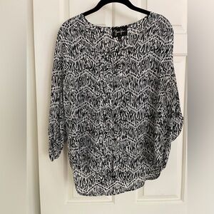 Yumi Kim Top Black/White Silk Top - Size Small